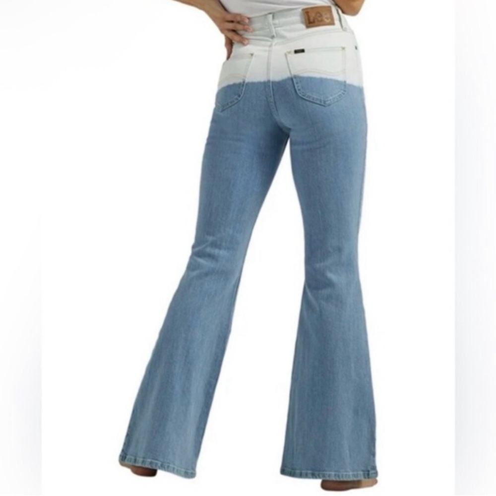 Lee Blue and White Flare Jeans